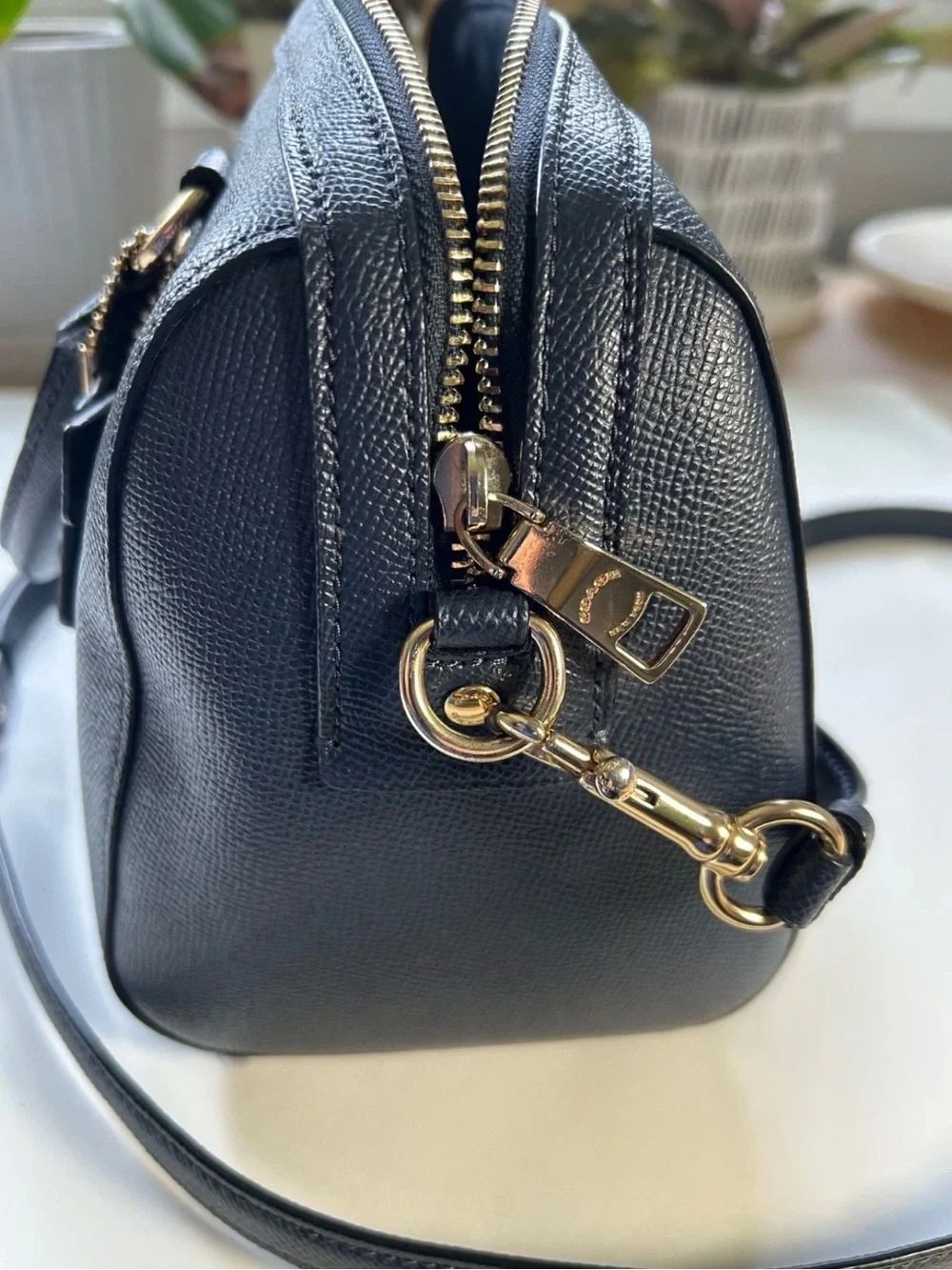 Coach Rowan Satchel in the color Midnight Blue (MSRP $398)